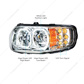 High Power 10 LED Chrome Headlight With 6 LED Turn & 100 LED Halo For 2008-2023 Peterbilt 389- Driver