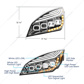 Chrome Quad-LED Headlight With LED DRL & Seq. Signal For 2018-2024 Freightliner Cascadia - Driver