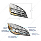 Chrome Quad-LED Headlight With LED DRL & Seq. Signal For 2018-2024 Freightliner Cascadia - Passenger