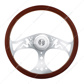 18" Lady Style Wood Steering Wheel With Hub & Horn Button Kit For Peterbilt (2006+) & Kenworth (2003+)