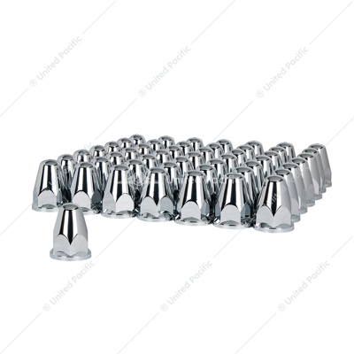 33mm X 2-5/8" Chrome Plastic Bullet Nut Covers With Flange - Push-On (60-Pack)