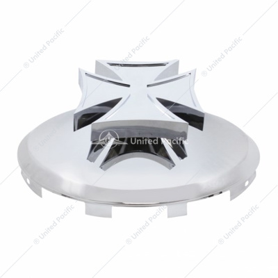 Universal Chrome Front Hubcap With Iron Cross Spinner - 7/16" Lip