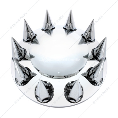 Dome Front Axle Cover With 33mm Spike Thread-On Nut Covers - Chrome