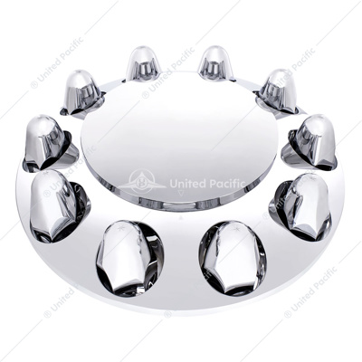 Front Axle Cover With Dome Cap & 1-1/2"  Push-On Nut Covers - Chrome (Color Box)