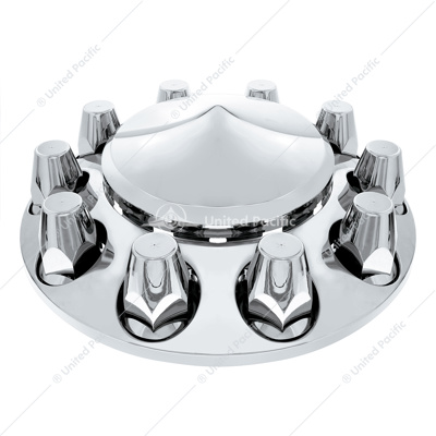 Pointed Front Axle Cover With 33mm Standard Style Push-On Nut Covers - Chrome