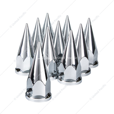 33mm x 4 7/8" Chrome Plastic Super Spike Nut Covers - Push-On (Box of 10)