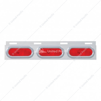 Stainless Top Mud Flap Plate With 3 Oval Lights & Bezel - Red Lens (Each)