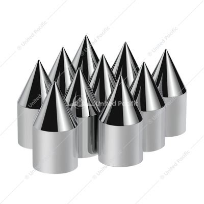 1-1/8" x 2-13/16" Chrome Plastic Spike Nut Covers - Push-On (Color Box Of 10)