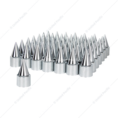 33mm x 4-1/4" Chrome Plastic Stiletto Nut Covers - Thread-On (60-Pack)