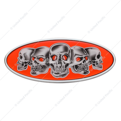 Chrome Die Cast Skull Emblem - Red