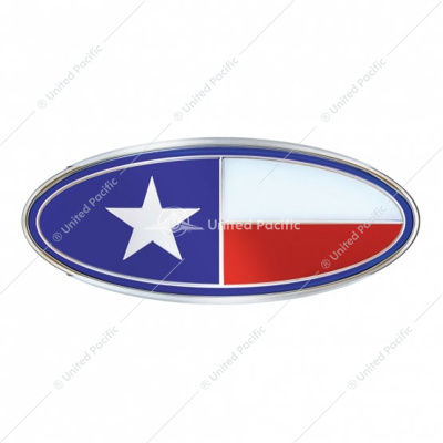 Chrome Oval Emblem - Texas Flag