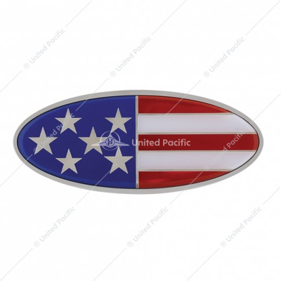 Chrome Oval Emblem - USA Flag