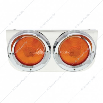 Stainless Light Bracket With 2X 4" Lights & Visors - Amber Lens