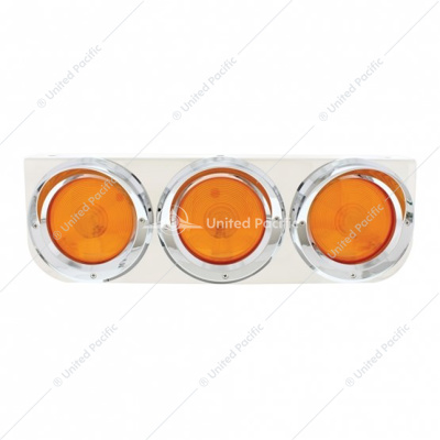 Stainless Light Bracket With 3X 4" Lights & Visors - Amber Lens