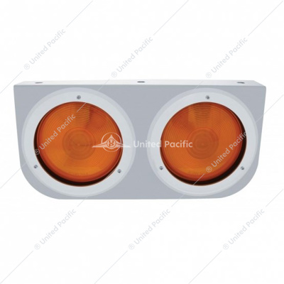 Stainless Light Bracket With 2X 4" Lights & Bezels - Amber Lens