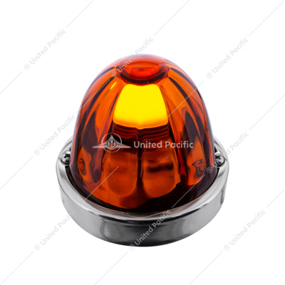 Dual Function Glass Watermelon Flush Mount Kit With LED Bulb - Dark Amber