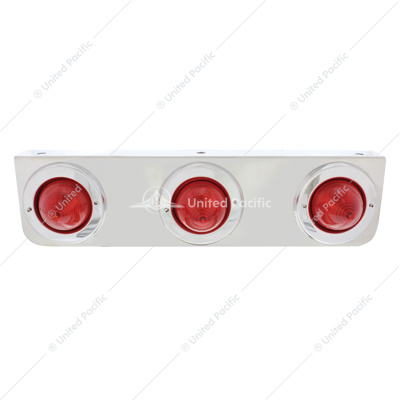 Stainless Steel Bracket With 3 Red Beehive Clearance Lights & Bezels