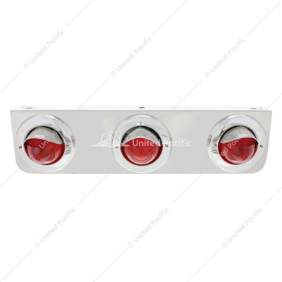 Stainless Steel Bracket With 3 Red Beehive Clearance Lights & Visor Bezels