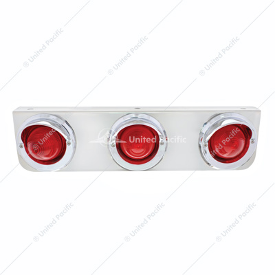 Stainless Steel Bracket With 3 Red Lights & Chrome Visor Bezels