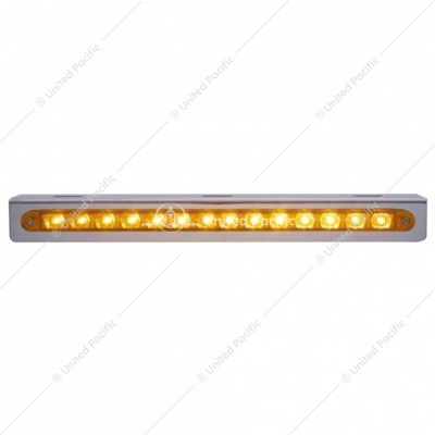 12-3/4" Stainless Light Bracket With 14 LED 12" Light Bar - Amber LED/Amber Lens