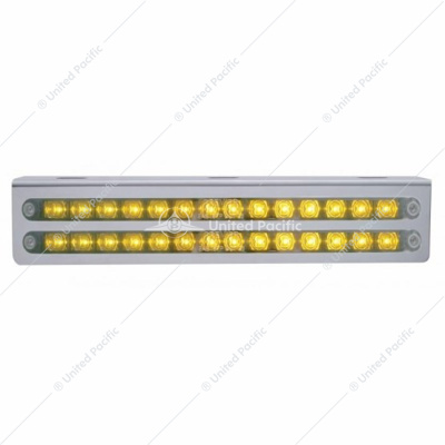 12-3/4" Stainless Light Bracket With 2X 14 LED 12" Light Bars - Amber LED/Chrome Lens