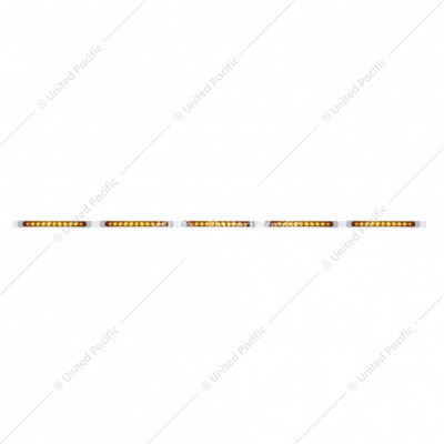 94" Stainless Light Bracket With 5X 11 LED 17" Light Bars & Bezels - Amber LED/Amber Lens