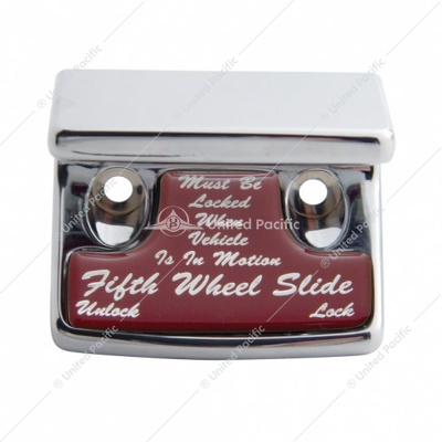 Chrome Plastic Fifth Wheel Switch Guard With Glossy Sticker For 1990-2010 Freightliner Classic- Red Sticker
