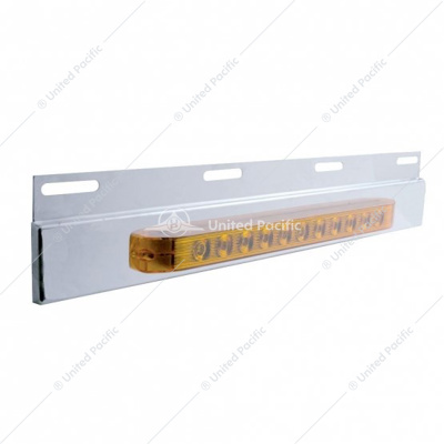 Stainless Top Mud Flap Plate With 11 LED 17" Light Bar - Amber LED/Amber Lens (Each)