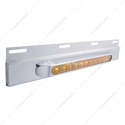 Stainless Top Mud Flap Plate With 11 LED 17" Light Bar & Bezel - Amber LED/Amber Lens (Each)