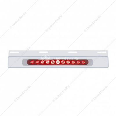 Stainless Top Mud Flap Plate With 11 LED 17" Light Bar & Bezel - Red LED/Red Lens (Each)