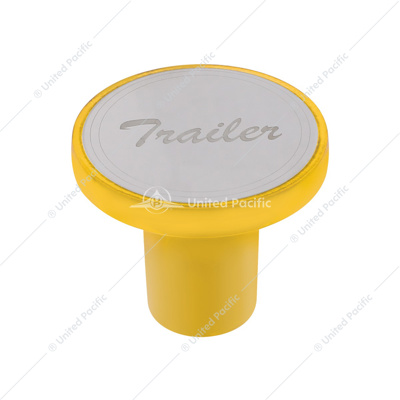 Aluminum Screw-On Air Valve Knob With Stainless Trailer Plaque - Electric Yellow