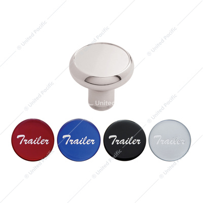 Deluxe Aluminum Screw-On Air Valve Knob With Multi-Color Glossy Trailer Sticker - Chrome