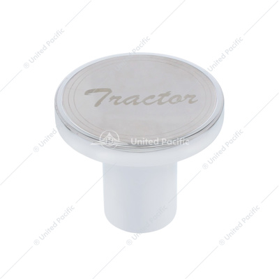 Aluminum Screw-On Air Valve Knob With Stainless Tractor Plaque - Chrome
