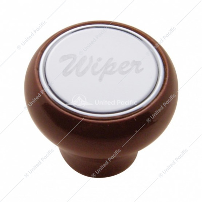 Wood Deluxe Dash Knob With "Wiper" Stainless Plaque