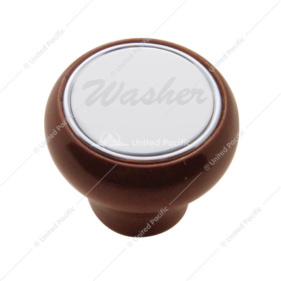 "Washer" Wood Deluxe Dash Knob - Stainless Plaque