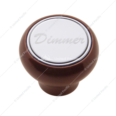 "Dimmer" Wood Deluxe Dash Knob - Stainless Plaque