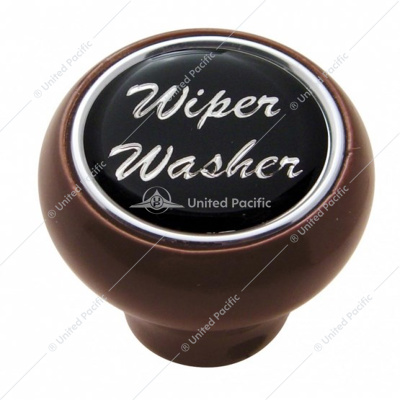 "Wiper/Washer" Wood Deluxe Dash Knob - Black Glossy Sticker