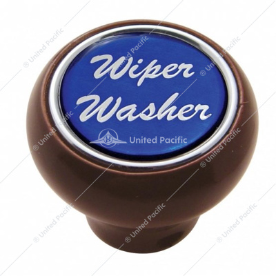 "Wiper/Washer" Wood Deluxe Dash Knob - Blue Glossy Sticker