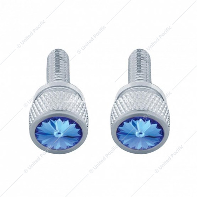 3/4" Short M6 Dash Screw With Crystal For Kenworth - Blue Crystal (2-Pack)