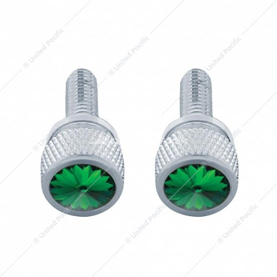 3/4" Short M6 Dash Screw With Crystal For Kenworth - Green Crystal (2-Pack)