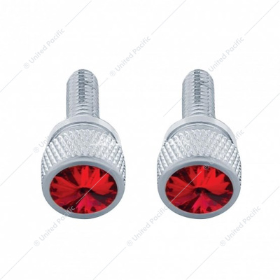 3/4" Short M6 Dash Screw With Crystal For Kenworth - Red Crystal (2-Pack)