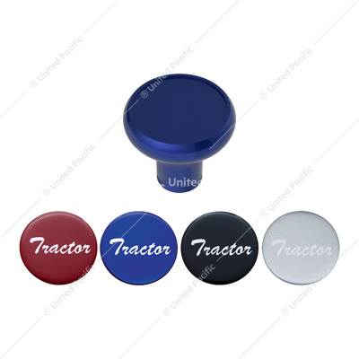 Deluxe Aluminum Screw-On Air Valve Knob With Multi-Color Glossy Tractor Sticker - Indigo Blue