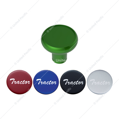Deluxe Aluminum Screw-On Air Valve Knob With Multi-Color Glossy Tractor Sticker - Emerald Green
