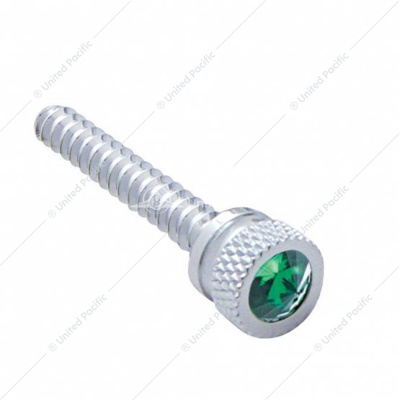 Chrome Long Dash Screw With Green Crystal For Freightliner (2-Pack)