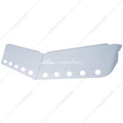 13" Stainless Low Roof Drop Sunvisor With Eight 2" Light Cutouts For Peterbilt (2004+)