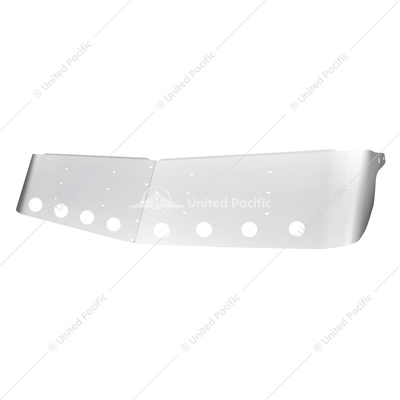 13-1/2" Stainless Curved Drop Visor With Eight 2" Light Cutouts For 1995-2006 Kenworth W900