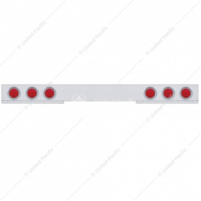 Chrome 1 Piece Rear Light Bar With Six 4" Lights & Visors