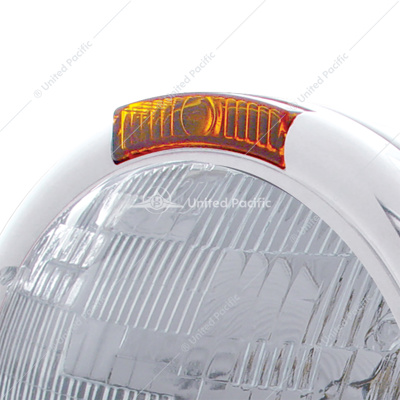 Chrome Classic Headlight H6024 Bulb & Turn Signal - Amber Lens