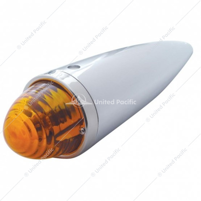 Chrome Die Cast Torpedo Cab Light With Beehive Glass Lens & 1156 Bulb - Amber