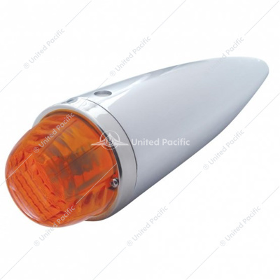 Chrome Die Cast Torpedo Cab Light With Crystal Glass Lens & 1156 Bulb - Dark Amber